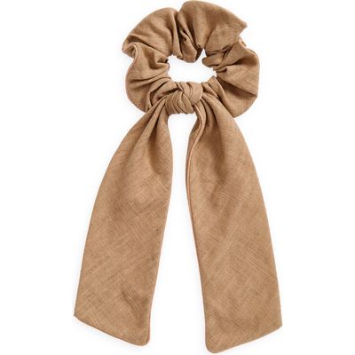 Alexandre de Paris Bow Scrunchie in Beige 