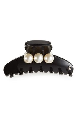 Alexandre de Paris Imitation Pearl Embellished Hair Jaw Clip in Black