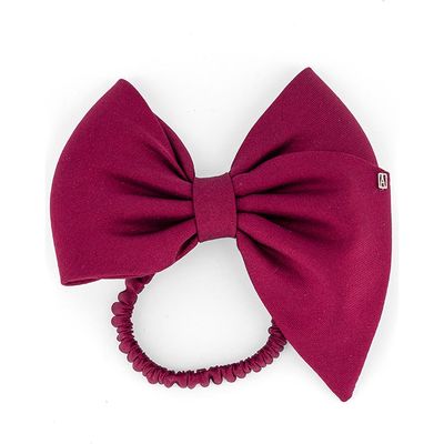 Alexandre de Paris Silk Twill Bow Scrunchie in Burgundy