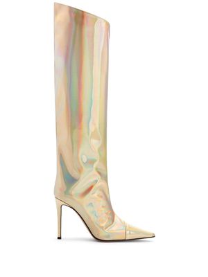 Alexandre Vauthier 100mm holographic knee-high boots - Pink