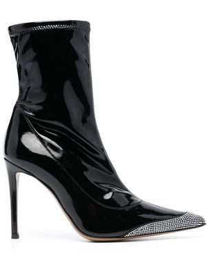 Alexandre Vauthier 105mm crystal-embellished patent-leather boots - Black