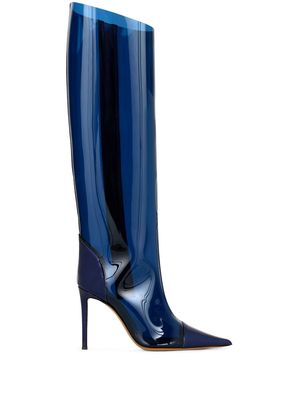 Alexandre Vauthier 105mm iridescent leather boots - Blue