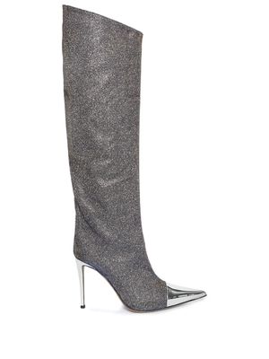 Alexandre Vauthier 105mm pointed-toe knee boots - Silver