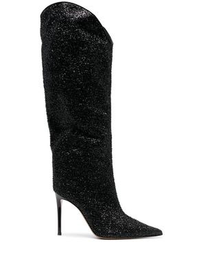 Alexandre Vauthier 110mm sequin knee-high boots - Black