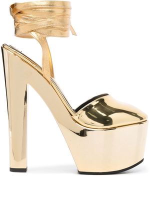 Alexandre Vauthier 180mm patent-leather platform sandals - Gold