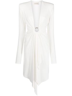 Alexandre Vauthier asymmetric-hem plunging midi dress - White