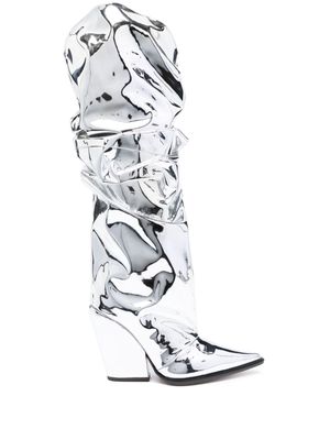 Alexandre Vauthier Avi 110mm metallic knee-high boots - Silver