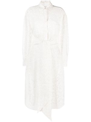 Alexandre Vauthier belted lace long-sleeved dress - White