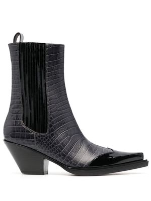 Alexandre Vauthier crocodile-effect leather ankle boots - Grey