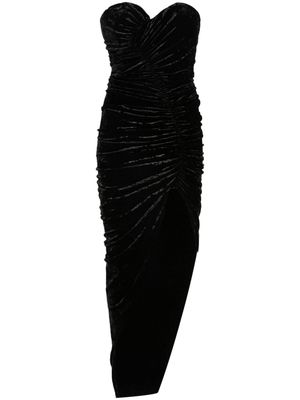 Alexandre Vauthier crushed velvet maxi dress - Black