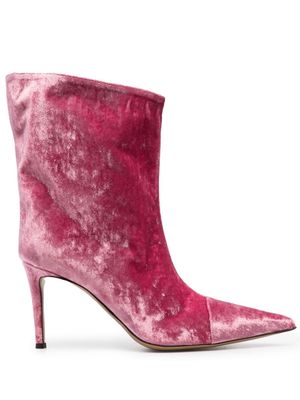 Alexandre Vauthier crushed velvet pointed boots - Pink