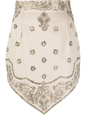 Alexandre Vauthier crystal-embellished pencil skirt - Neutrals