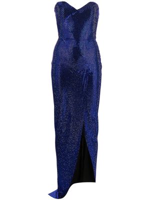Alexandre Vauthier crystal-embellished strapless maxi dress - Blue