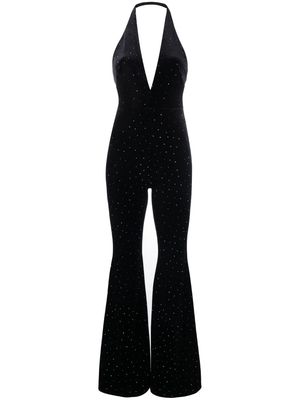 Alexandre Vauthier crystal-embellished velvet jumpsuit - Black