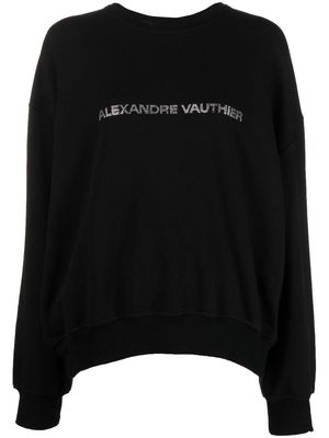 Alexandre Vauthier crystal-logo long-sleeve sweatshirt - Black