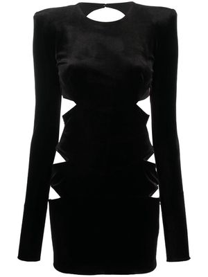 Alexandre Vauthier cut-out detail velvet mini dress - Black