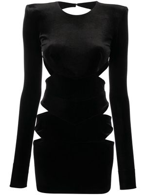 Alexandre Vauthier cut-out detail velvet minidress - Black