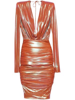 Alexandre Vauthier draped-detail midi dress - Orange