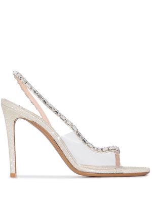 Alexandre Vauthier Elizabeth 100 mm glitter embellished sandals - Silver