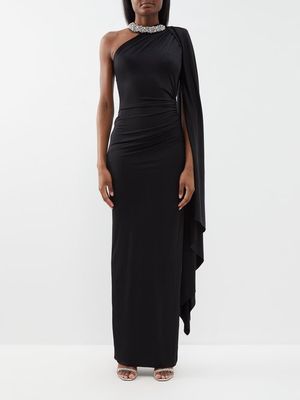 Alexandre Vauthier - Embellished-choker One-shoulder Jersey Dress - Womens - Black Silver