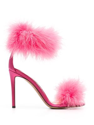 Alexandre Vauthier feather-detail open-toe sandals - Pink