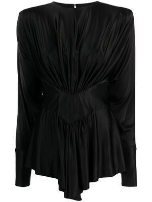 Alexandre Vauthier fitted-waistline pleated blouse - Black