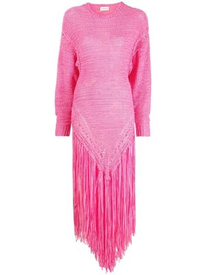 Alexandre Vauthier fringed knitted maxi dress - Pink