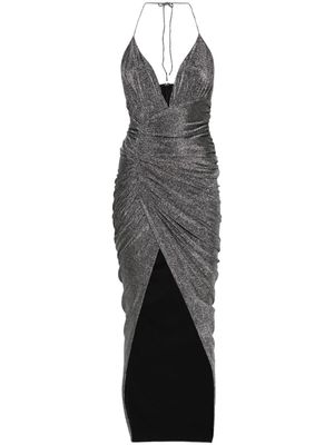 Alexandre Vauthier halterneck lurex maxi dress - Silver