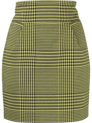 Alexandre Vauthier houndstooth-pattern high-waisted miniskirt - Yellow