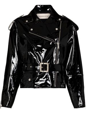 Alexandre Vauthier lambskin belted biker jacket - Black