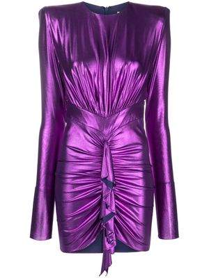 Alexandre Vauthier laminated-finish ruched minidress - Purple