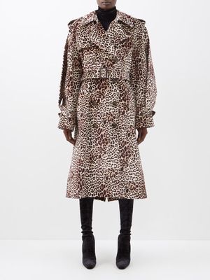 Alexandre Vauthier - Leopard-print Faille Trench Coat - Womens - Leopard