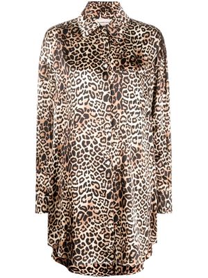 Alexandre Vauthier leopard-print long-sleeve shirt dress - Black