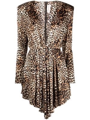 Alexandre Vauthier leopard-print silk mini dress - Black