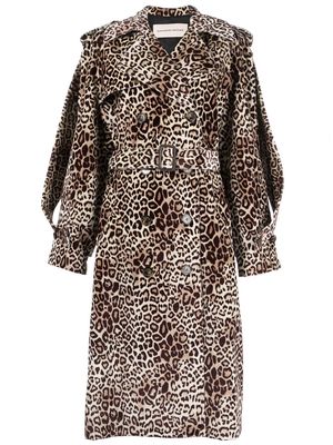 Alexandre Vauthier leopard print trench coat - Brown