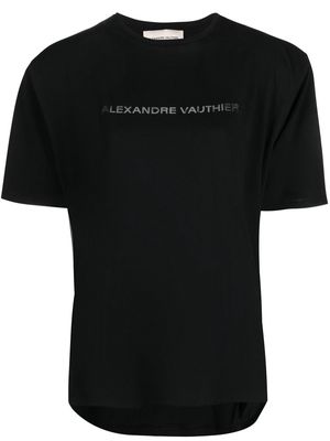 Alexandre Vauthier logo-print shoulder-pad T-shirt - Black