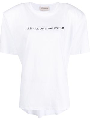 Alexandre Vauthier logo-print shoulder-pad T-shirt - White