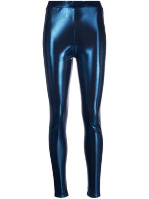 Alexandre Vauthier metallic-effect high-waisted leggings - Blue