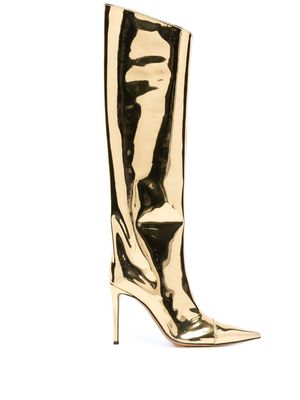 Alexandre Vauthier metallic-effect knee-length boots - Gold