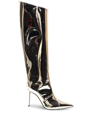 Alexandre Vauthier metallic-finish pointed boots - Gold
