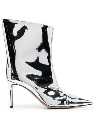 Alexandre Vauthier metallic patent-leather pointed boots - Grey