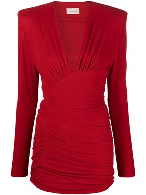 Alexandre Vauthier padded-shoulder V-neck minidress - Red