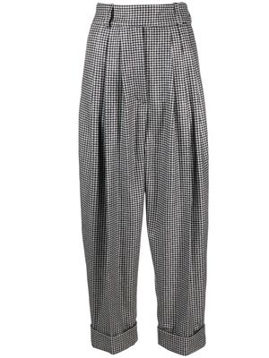Alexandre Vauthier pleated houndstooth-patterned trousers - Black