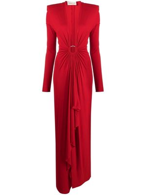 Alexandre Vauthier plunge-neck draped gown - Red