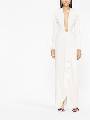 Alexandre Vauthier plunge-neck draped gown - White