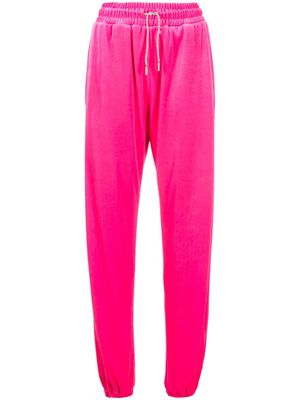 Alexandre Vauthier rhinestone-drawstring velvet track pants - Pink