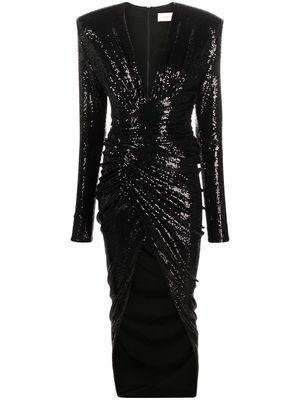 Alexandre Vauthier sequin-embellished V-neck dress - Black