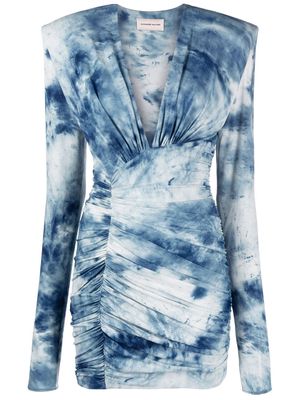 Alexandre Vauthier tie-dye print ruched mini dress - Blue