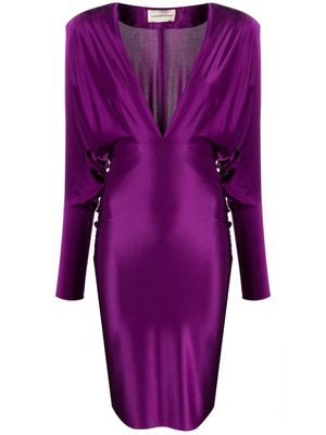 Alexandre Vauthier V-neck long-sleeve dress - Purple