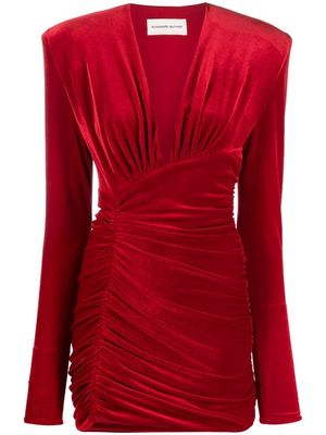 Alexandre Vauthier velvet-effect V-neck mini dress - Red